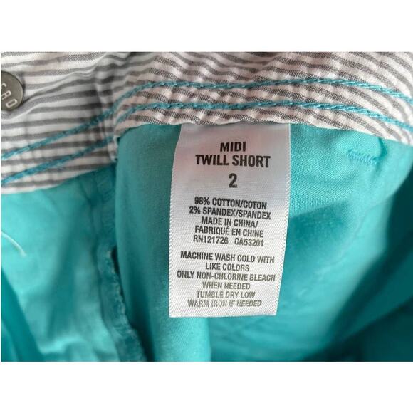 Aeropostale Midi Twill Short Size 2 Aqua Blue Green Cuffed Pockets Zipper - Picture 4 of 8